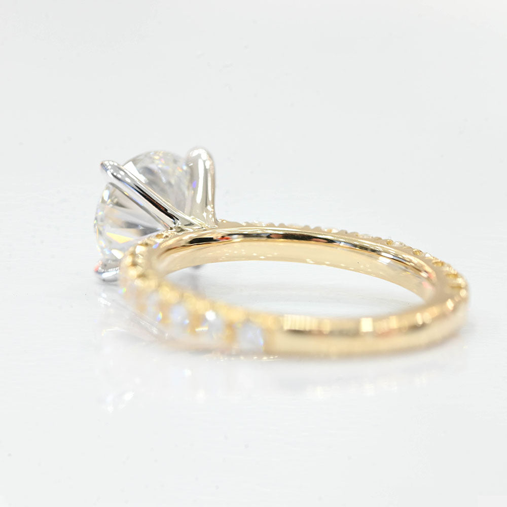 2.00-2.99 Carat Round Brilliant Cut Lab Grown Diamond Engagement Ring with Diamond Band - Happy Jewelers Fine Jewelry Lifetime Warranty