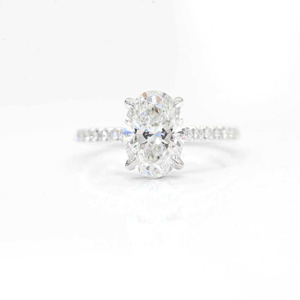 4.00-4.99 Carat Oval Lab Grown Diamond Engagement Ring with Signature Setting