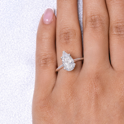 2.33 Pear Lab Diamond Engagement Ring with Hidden Halo