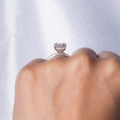 2.33 Pear Lab Diamond Engagement Ring with Hidden Halo