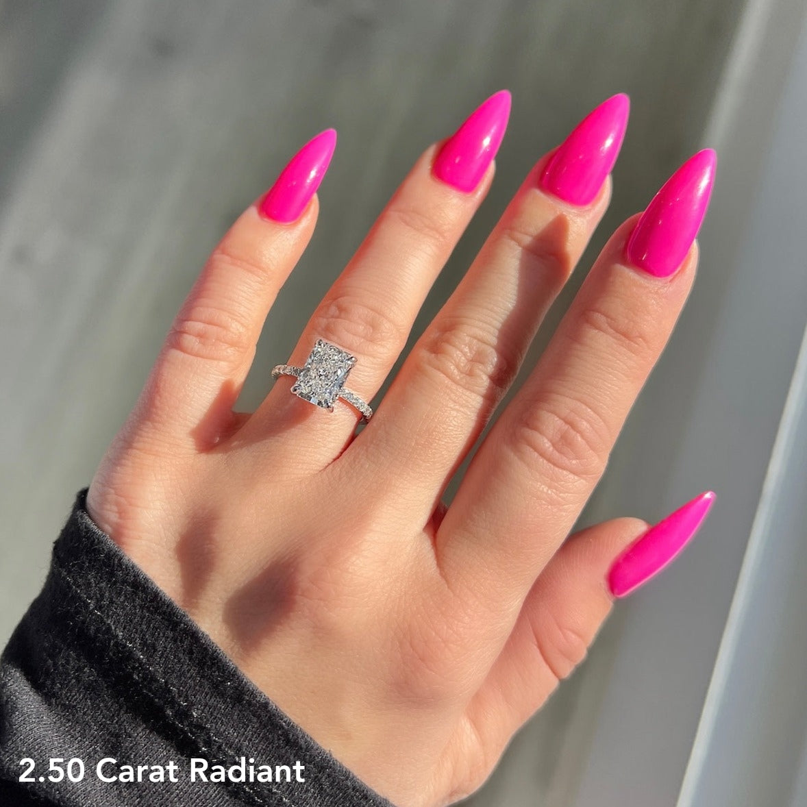 Radiant Lab Diamond Engagement Ring with Signature Setting