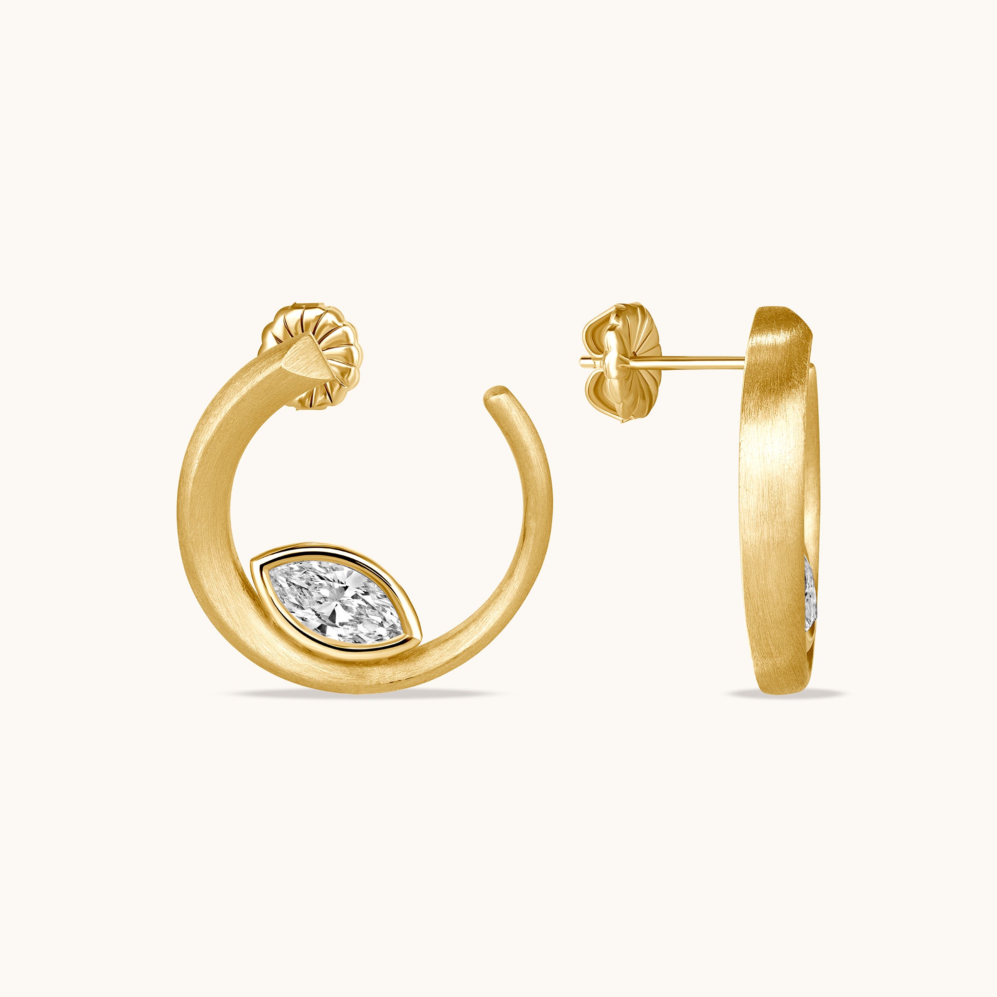 Marquise Lab Diamond Crescent Moon Earrings - Happy Jewelers Fine Jewelry Lifetime Warranty