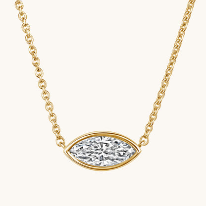 East-West Lab Diamond Marquise Bezel Pendant Necklace - Happy Jewelers Fine Jewelry Lifetime Warranty