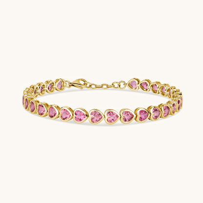 Pink Heart Tennis Bracelet
