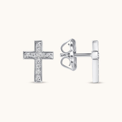Classic Small Diamond Cross Earrings - Happy Jewelers Fine Jewelry Lifetime Warranty