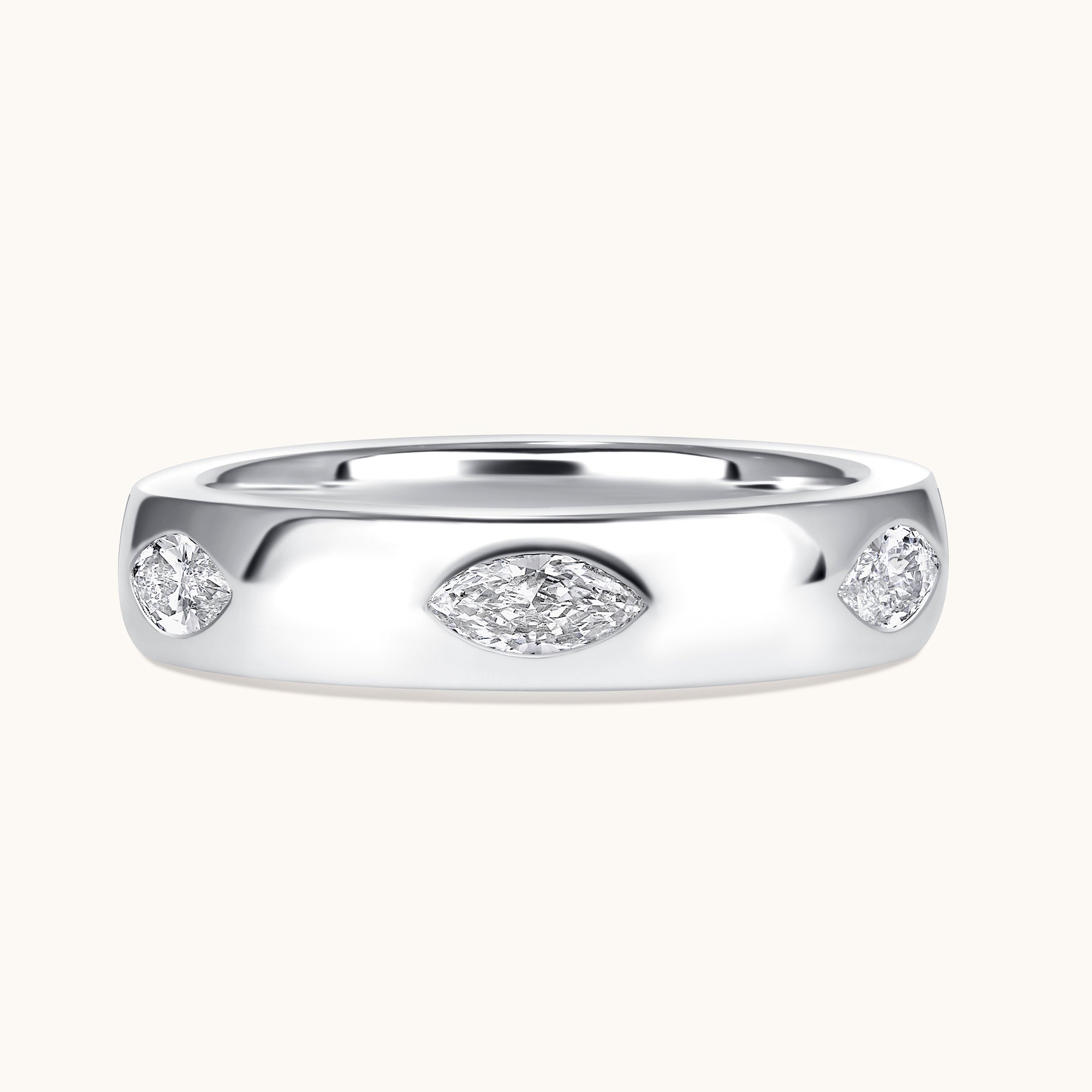Diamond Marquise Inlay Band - Happy Jewelers Fine Jewelry Lifetime Warranty