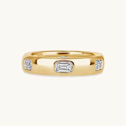 Diamond Emerald Inlay Band - Happy Jewelers Fine Jewelry Lifetime Warranty