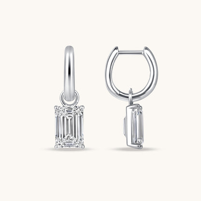 Emerald Lab Diamond Dangle Huggie Earrings - Happy Jewelers Fine Jewelry Lifetime Warranty