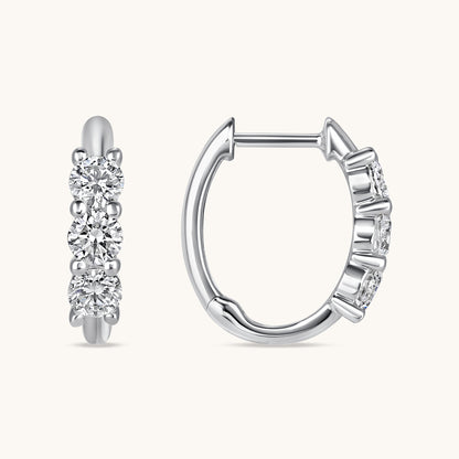 Three Stone Diamond Huggie Hoops - Happy Jewelers Fine Jewelry Lifetime Warranty