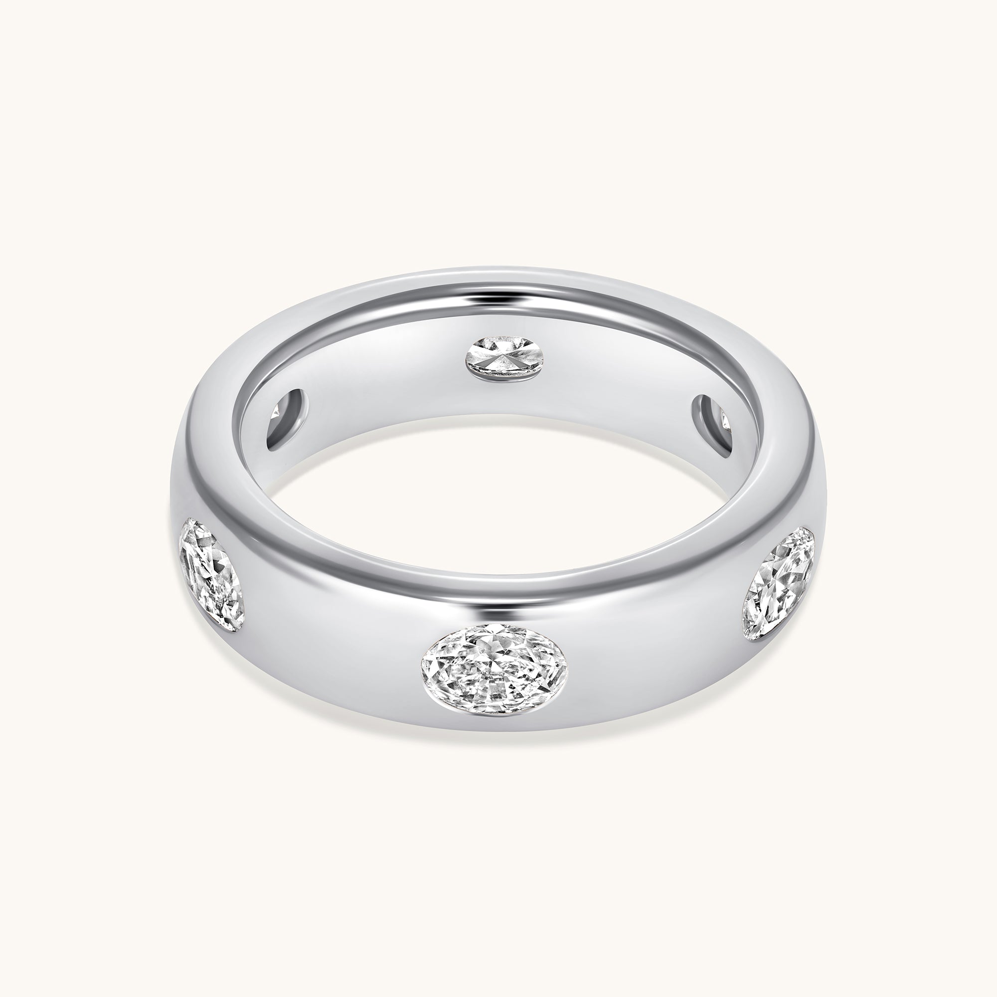 Diamond Oval Inlay Band - Happy Jewelers Fine Jewelry Lifetime Warranty