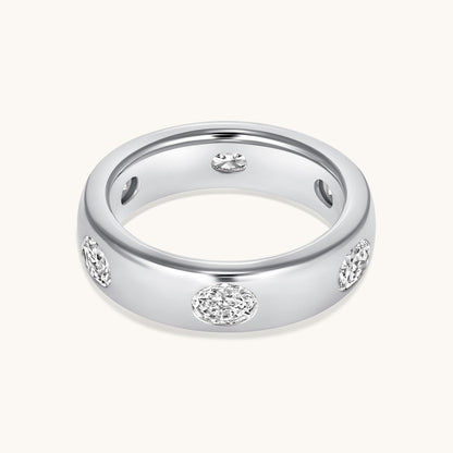 Diamond Oval Inlay Band - Happy Jewelers Fine Jewelry Lifetime Warranty