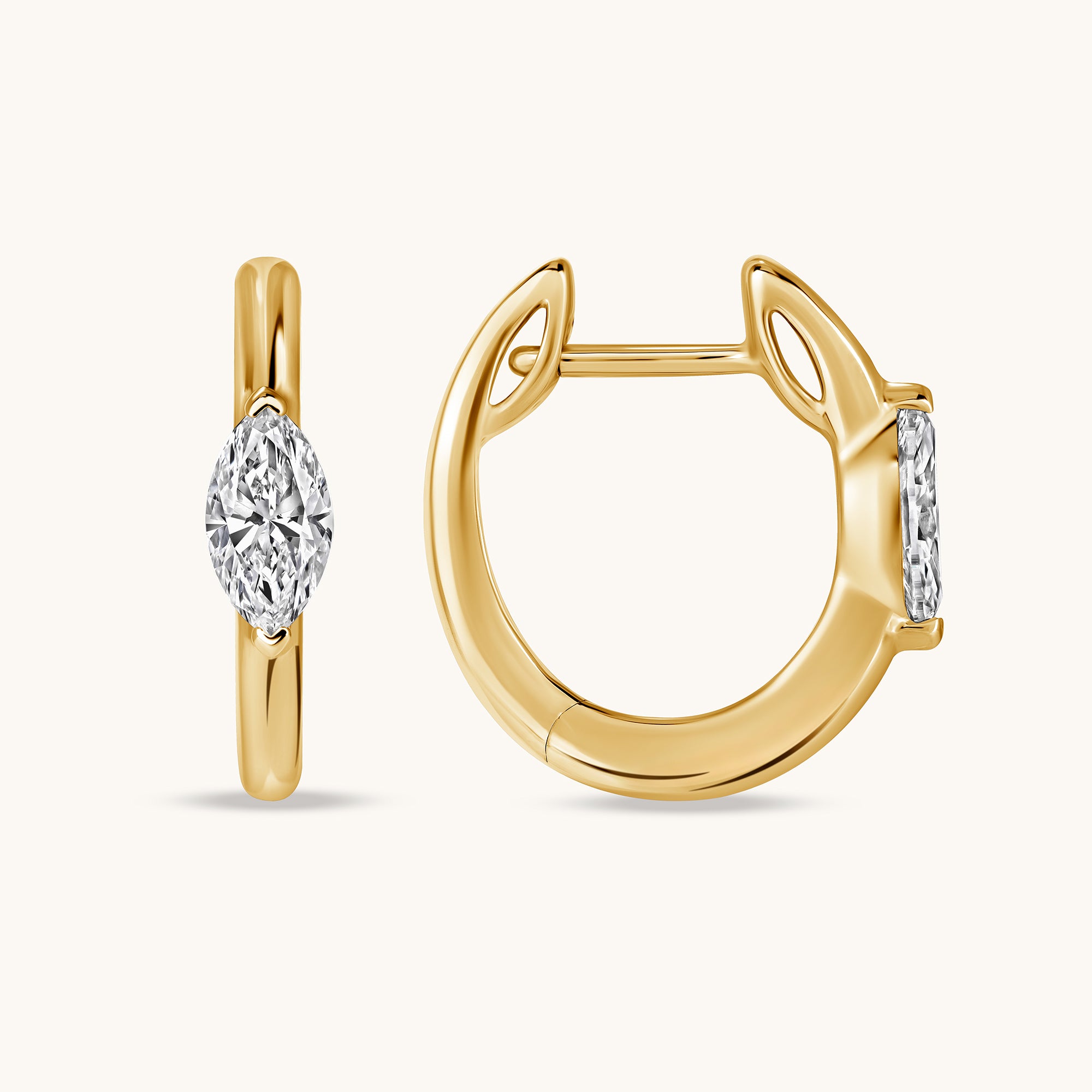 Marquise Lab Diamond Huggie Earrings - Happy Jewelers Fine Jewelry Lifetime Warranty