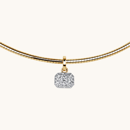 East-West Button-Set Lab Diamond Choker Necklace