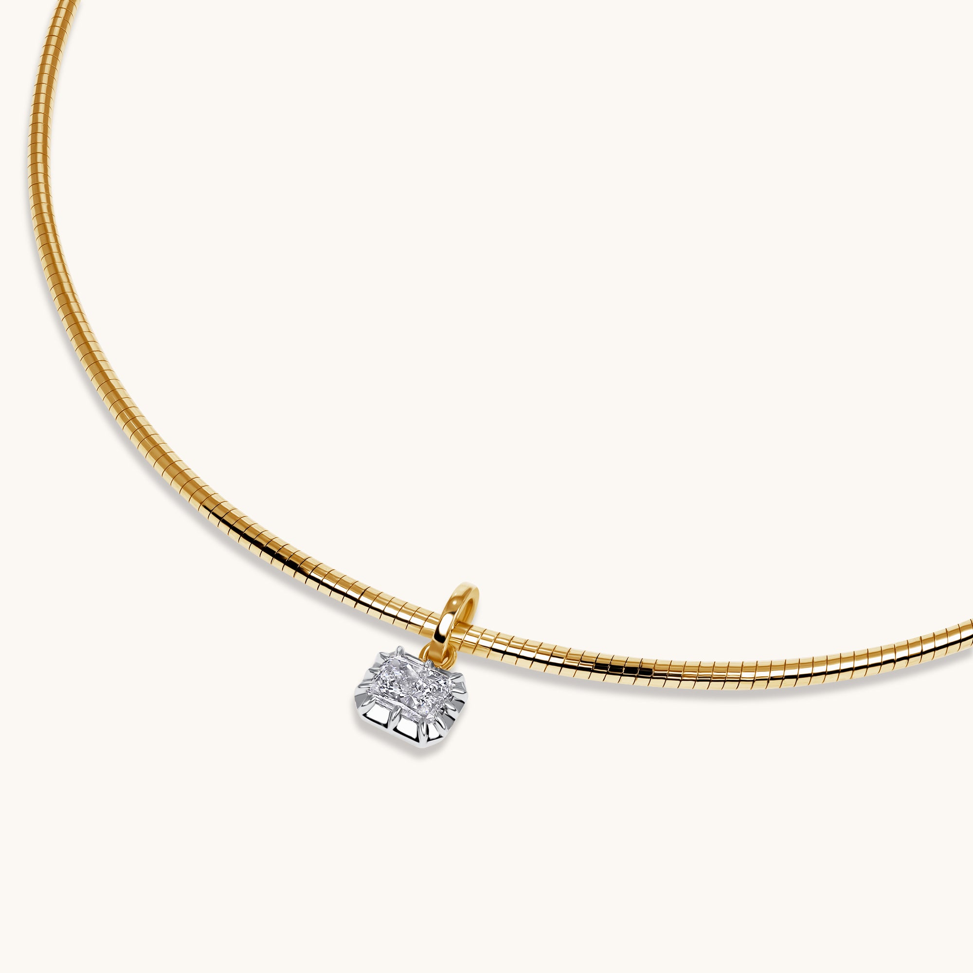 East-West Button-Set Lab Diamond Choker Necklace