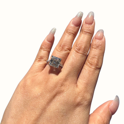 5.01 Carat Asscher Lab Grown Diamond Engagement Ring with Hidden Halo - Happy Jewelers Fine Jewelry Lifetime Warranty