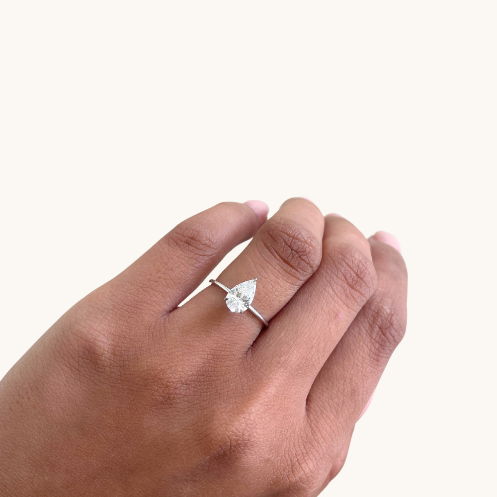 1.04 Pear Lab Diamond Engagement Ring