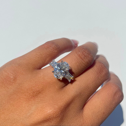 4.01 Oval Lab Diamond 3-Stone Engagement Ring - Happy Jewelers Fine Jewelry Lifetime Warranty