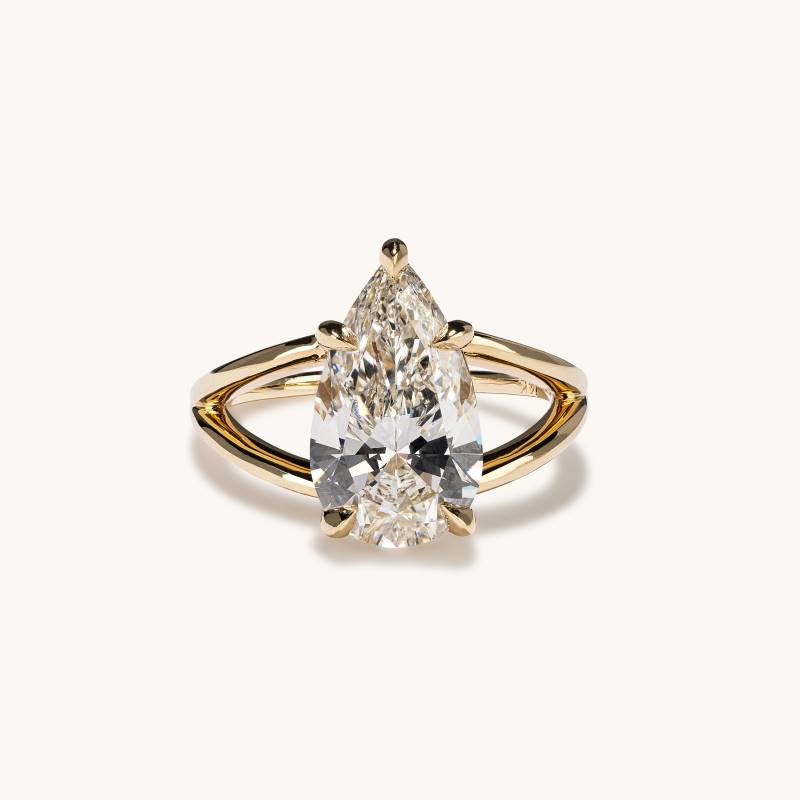 3.91 Pear Lab Diamond Split Shank Engagement Ring