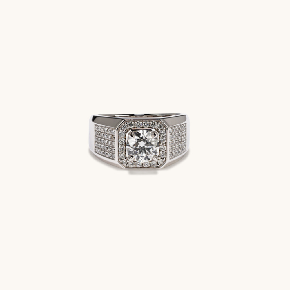 1.58 Round Brilliant Cut Lab Diamond Men's Ring