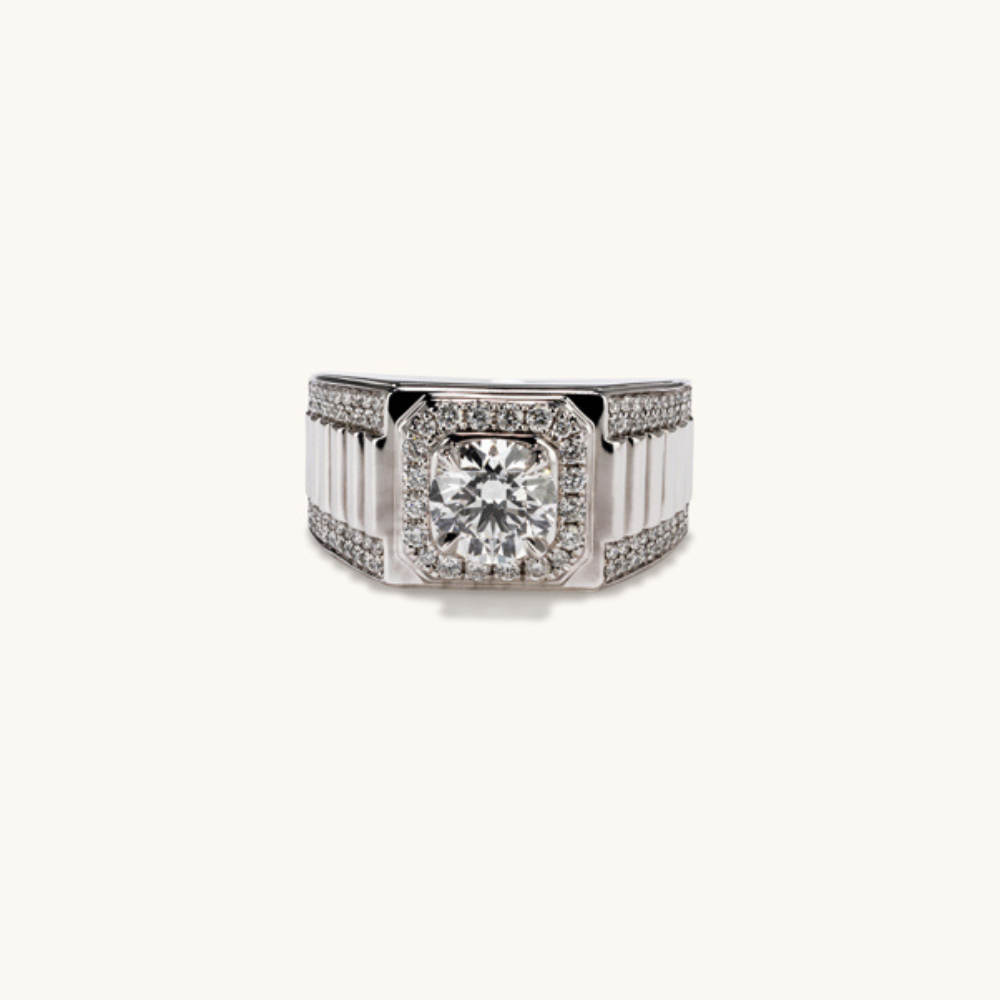 1.57 Round Brilliant Cut Lab Diamond Men's Ring