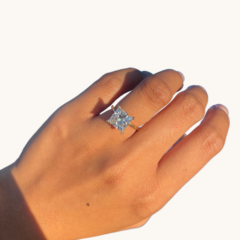 4.07 Princess Lab Diamond Engagement Ring