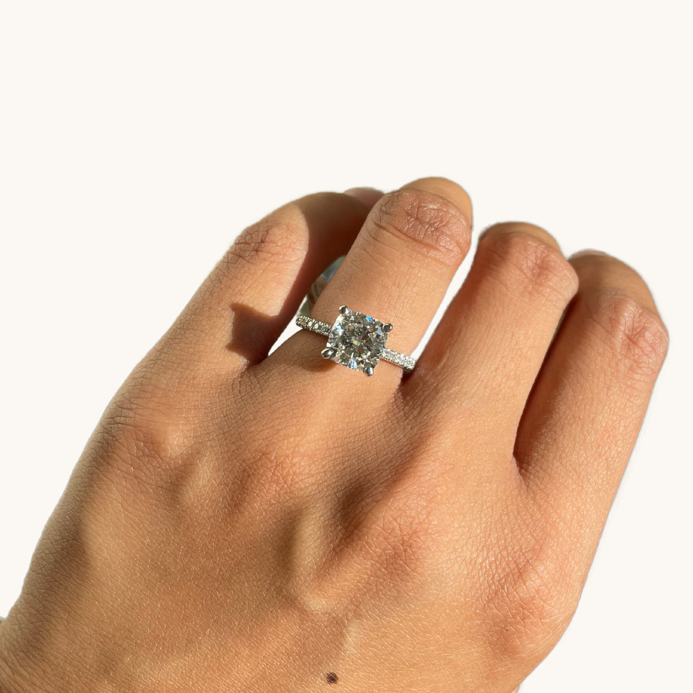 2.71 Square Cushion Lab Diamond Engagement Ring - Happy Jewelers Fine Jewelry Lifetime Warranty