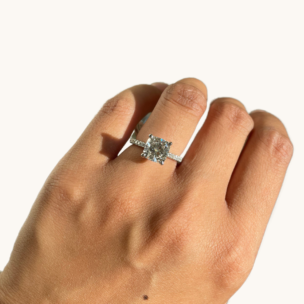 2.71 Square Cushion Lab Diamond Engagement Ring