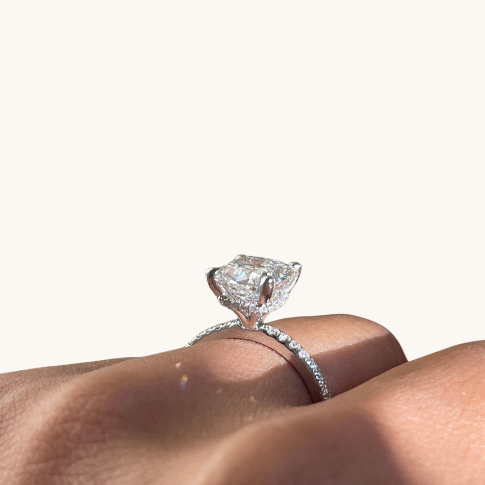 2.71 Square Cushion Lab Diamond Engagement Ring