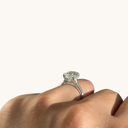 3.08 Oval Lab Diamond Engagement Ring with Hidden Halo - Happy Jewelers Fine Jewelry Lifetime Warranty