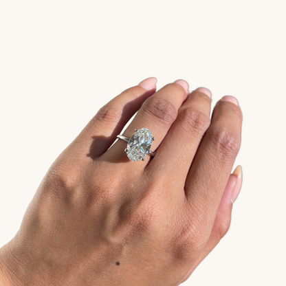 4.88 Oval Lab Diamond Engagement Ring with Hidden Halo - Happy Jewelers Fine Jewelry Lifetime Warranty