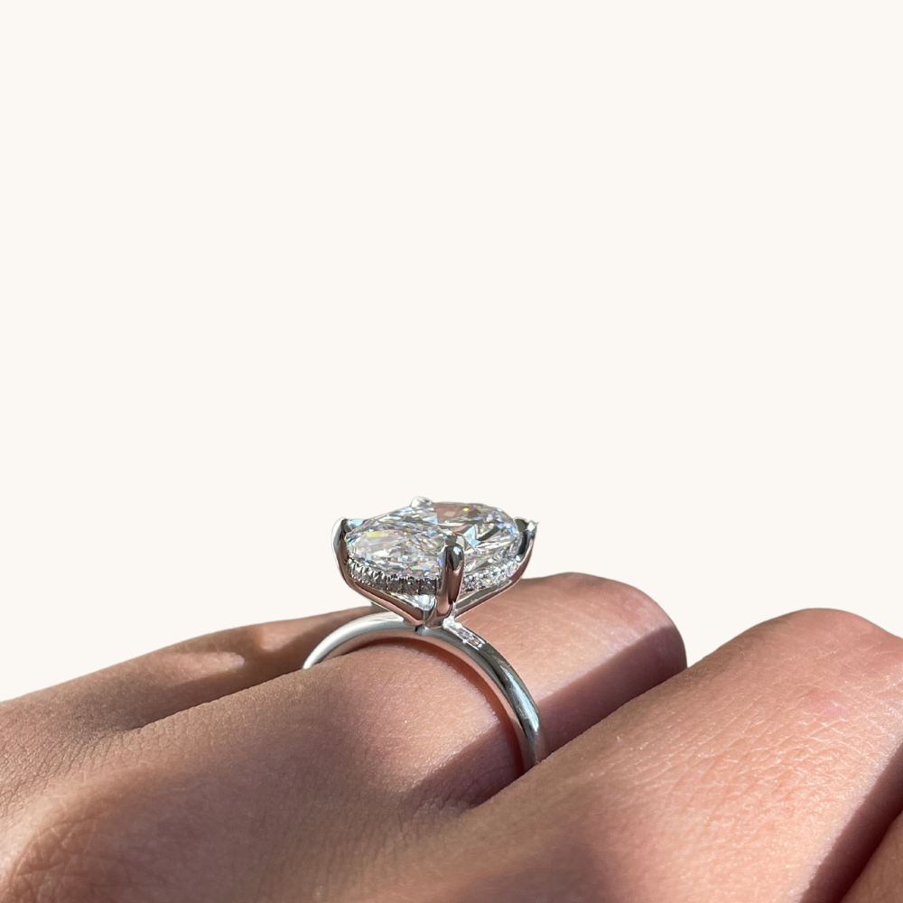 4.88 Oval Lab Diamond Engagement Ring with Hidden Halo - Happy Jewelers Fine Jewelry Lifetime Warranty