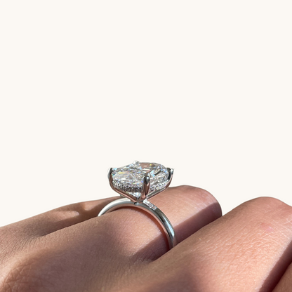 4.88 Oval Lab Diamond Engagement Ring with Hidden Halo - Happy Jewelers Fine Jewelry Lifetime Warranty