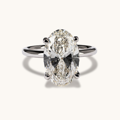 4.88 Oval Lab Diamond Engagement Ring with Hidden Halo - Happy Jewelers Fine Jewelry Lifetime Warranty