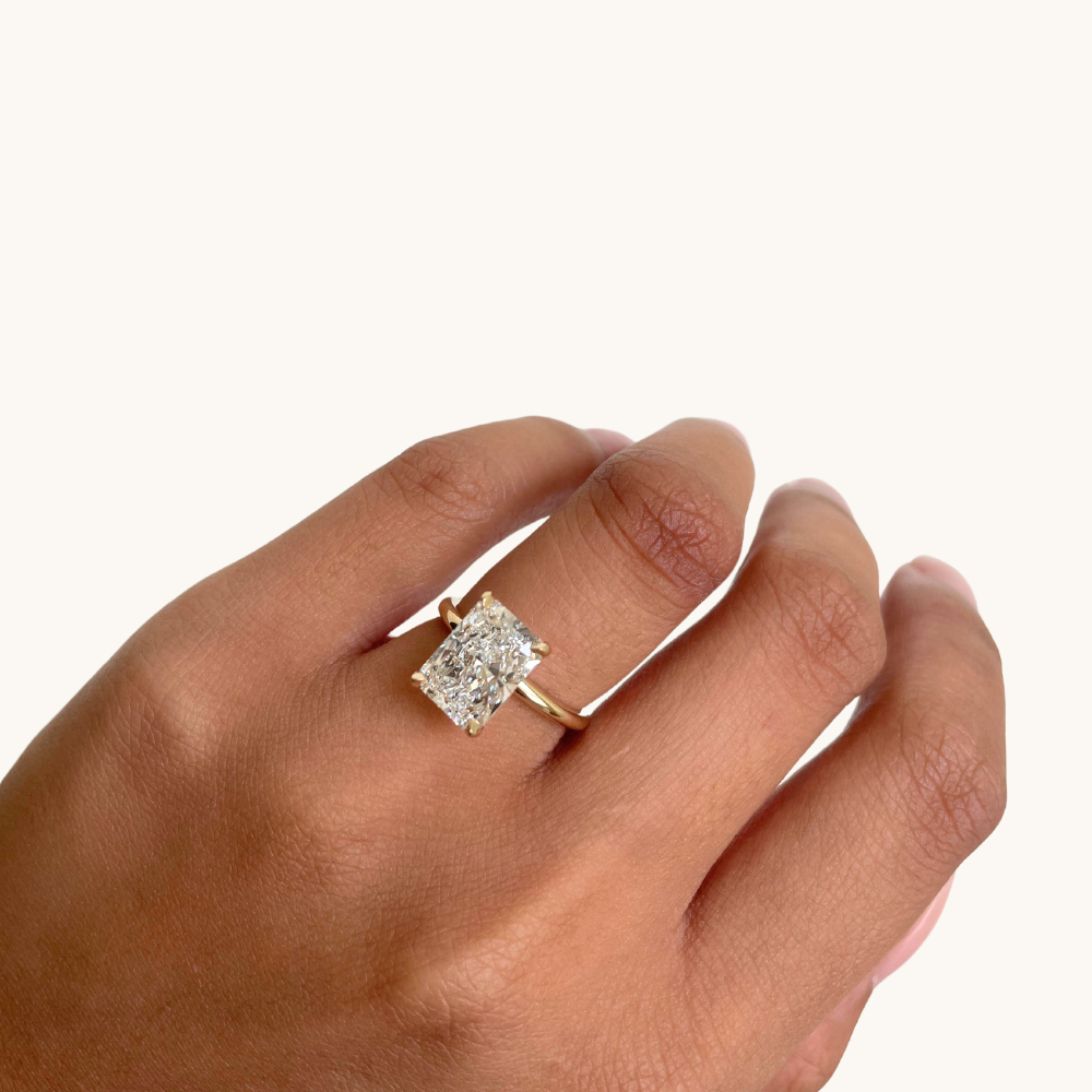 3.56 Radiant Lab Diamond Engagement Ring with Hidden Halo - Happy Jewelers Fine Jewelry Lifetime Warranty