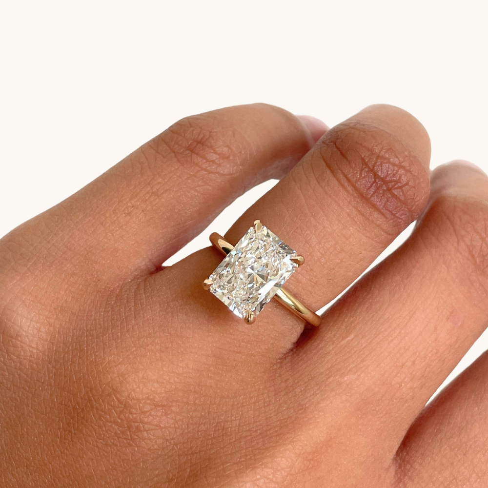 3.56 Radiant Lab Diamond Engagement Ring with Hidden Halo - Happy Jewelers Fine Jewelry Lifetime Warranty