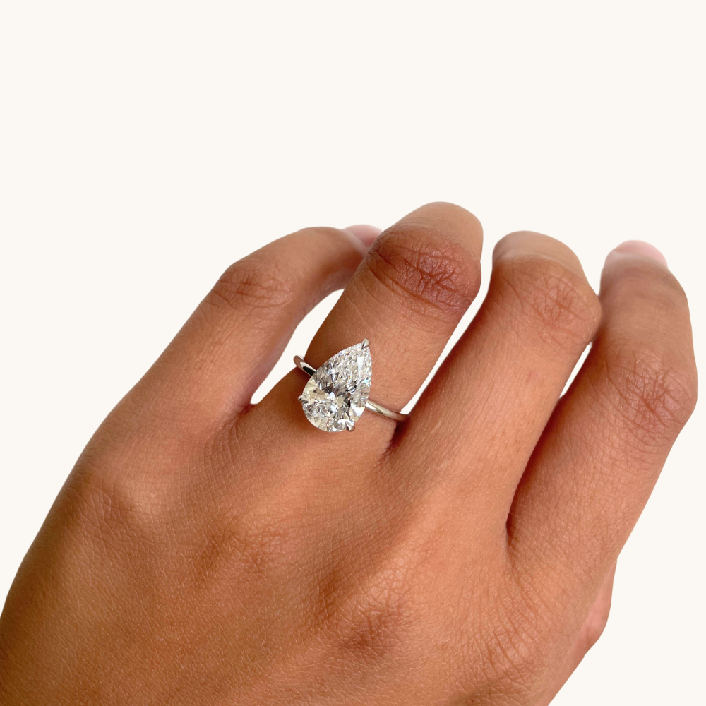 3.08 Pear Lab Diamond Engagement Ring