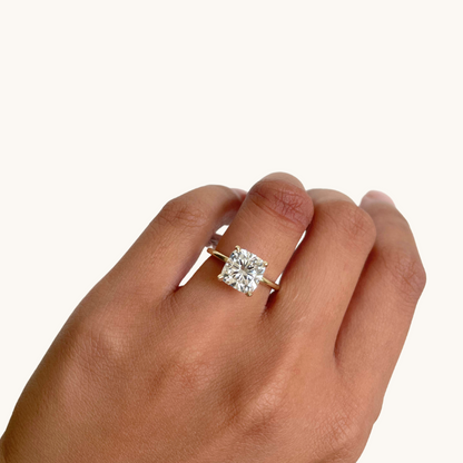 3.11 Square Cushion Lab Diamond Engagement Ring with Hidden Halo - Happy Jewelers Fine Jewelry Lifetime Warranty