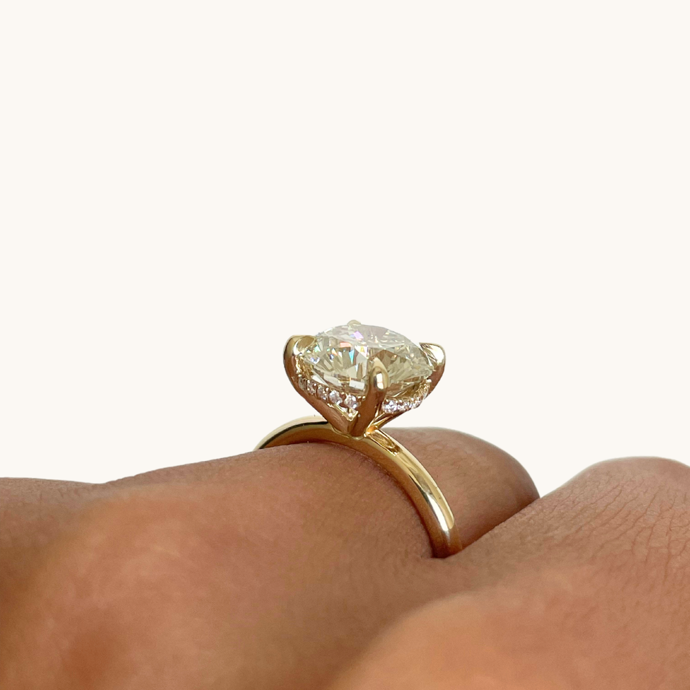 3.42 Round Lab Diamond Engagement Ring with Hidden Halo - Happy Jewelers Fine Jewelry Lifetime Warranty