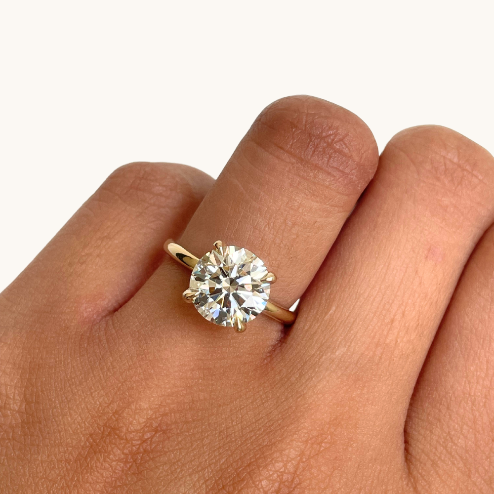 3.42 Round Lab Diamond Engagement Ring with Hidden Halo - Happy Jewelers Fine Jewelry Lifetime Warranty