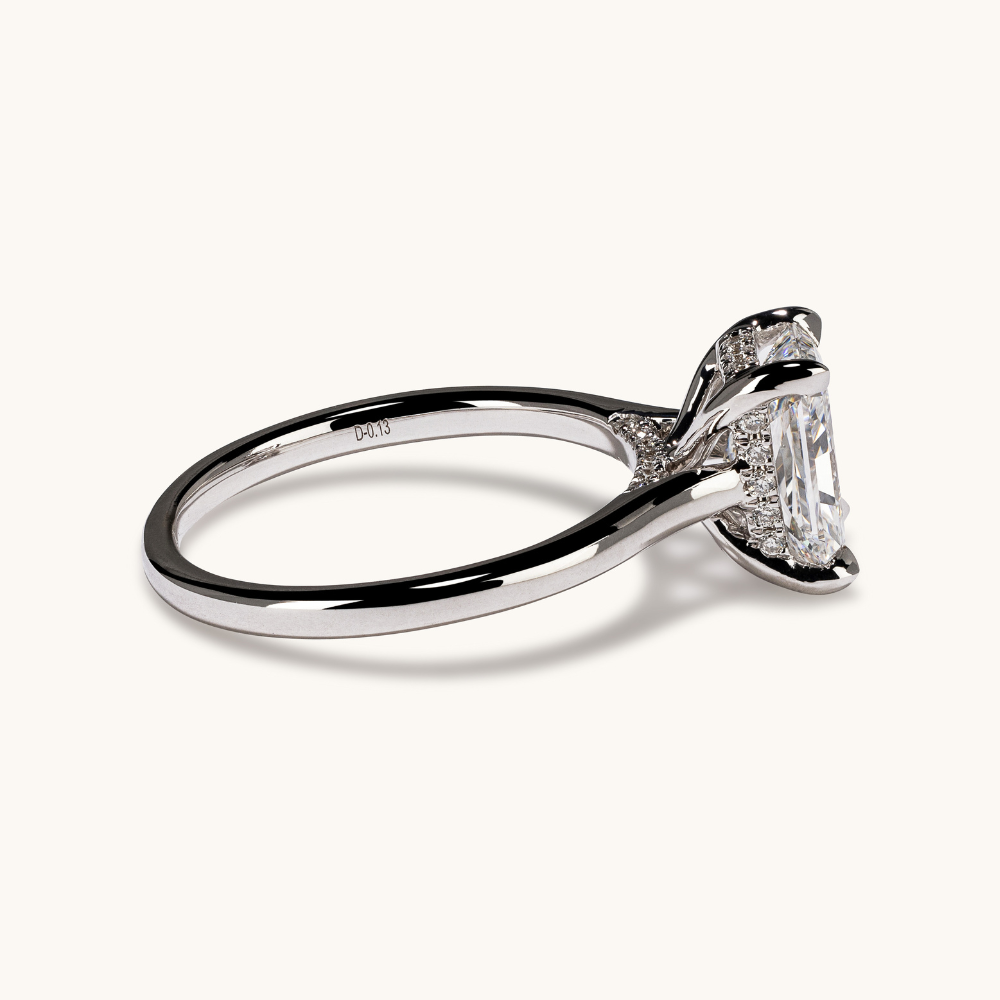 1.72 Radiant Lab Diamond Engagement Ring with Hidden Halo