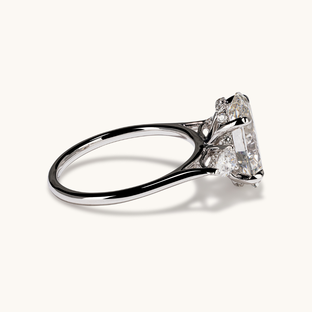 3.73 Oval Lab Diamond 3-Stone Engagement Ring