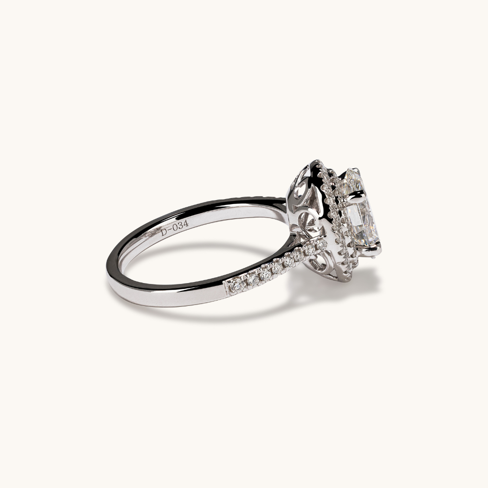 1.51 Oval Lab Diamond Double Halo Engagement Ring