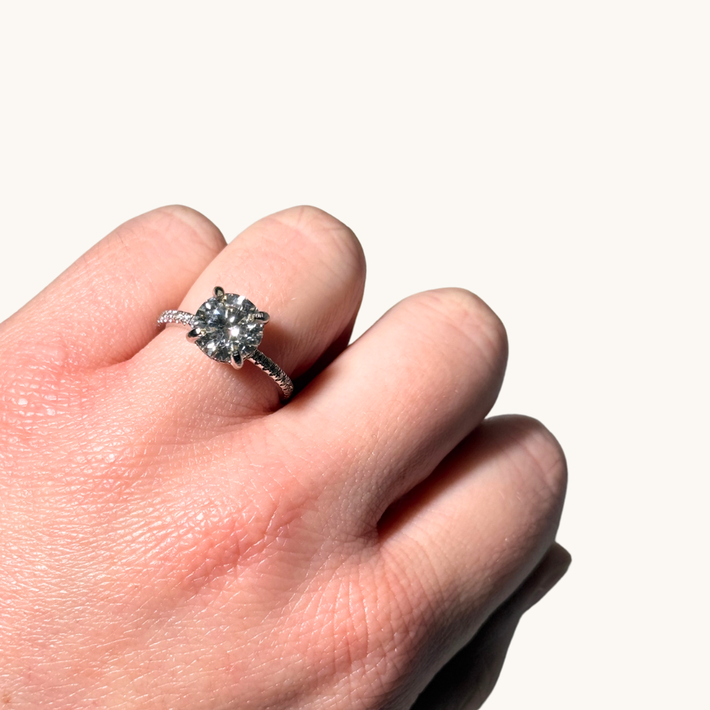 2.71 Round Lab Diamond Engagement Ring with Hidden Halo - Happy Jewelers Fine Jewelry Lifetime Warranty