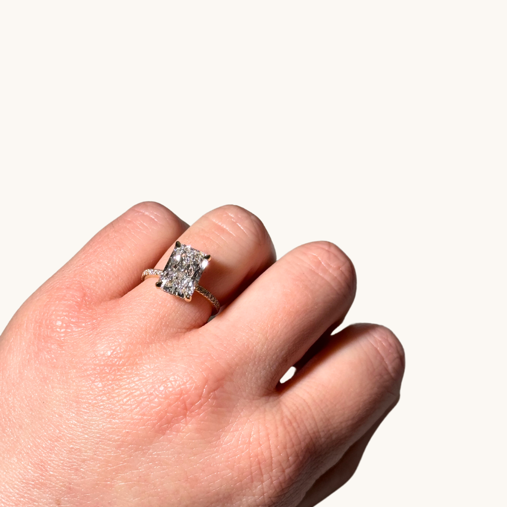 4.11 Radiant Lab Diamond Engagement Ring with Hidden Halo - Happy Jewelers Fine Jewelry Lifetime Warranty