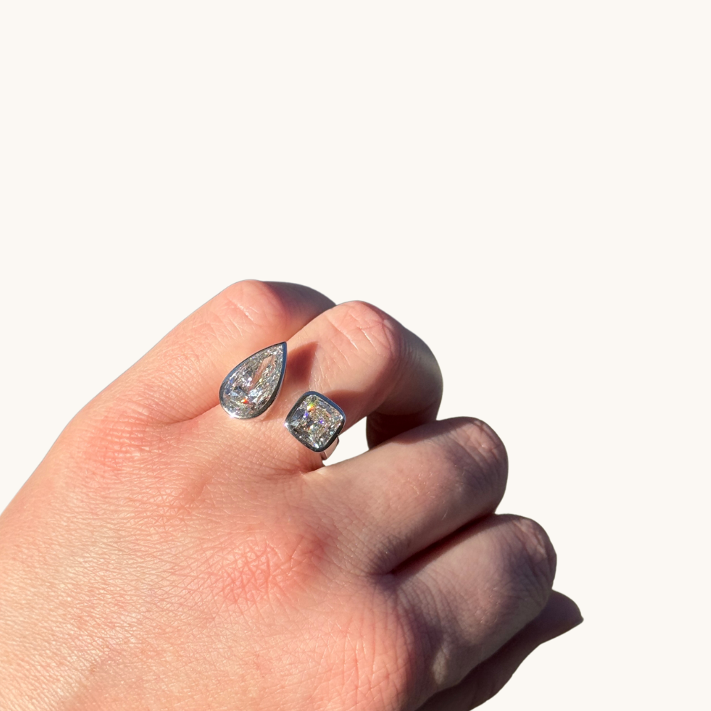 Pear and Cushion Toi et Moi Lab Diamond Engagement Ring - Happy Jewelers Fine Jewelry Lifetime Warranty