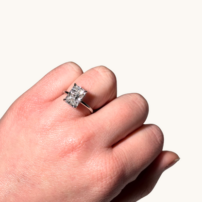 3.55 Radiant Lab Diamond Engagement Ring with Hidden Halo - Happy Jewelers Fine Jewelry Lifetime Warranty