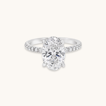 2.10 Oval Lab Diamond Engagement Ring with Hidden Halo - Happy Jewelers Fine Jewelry Lifetime Warranty