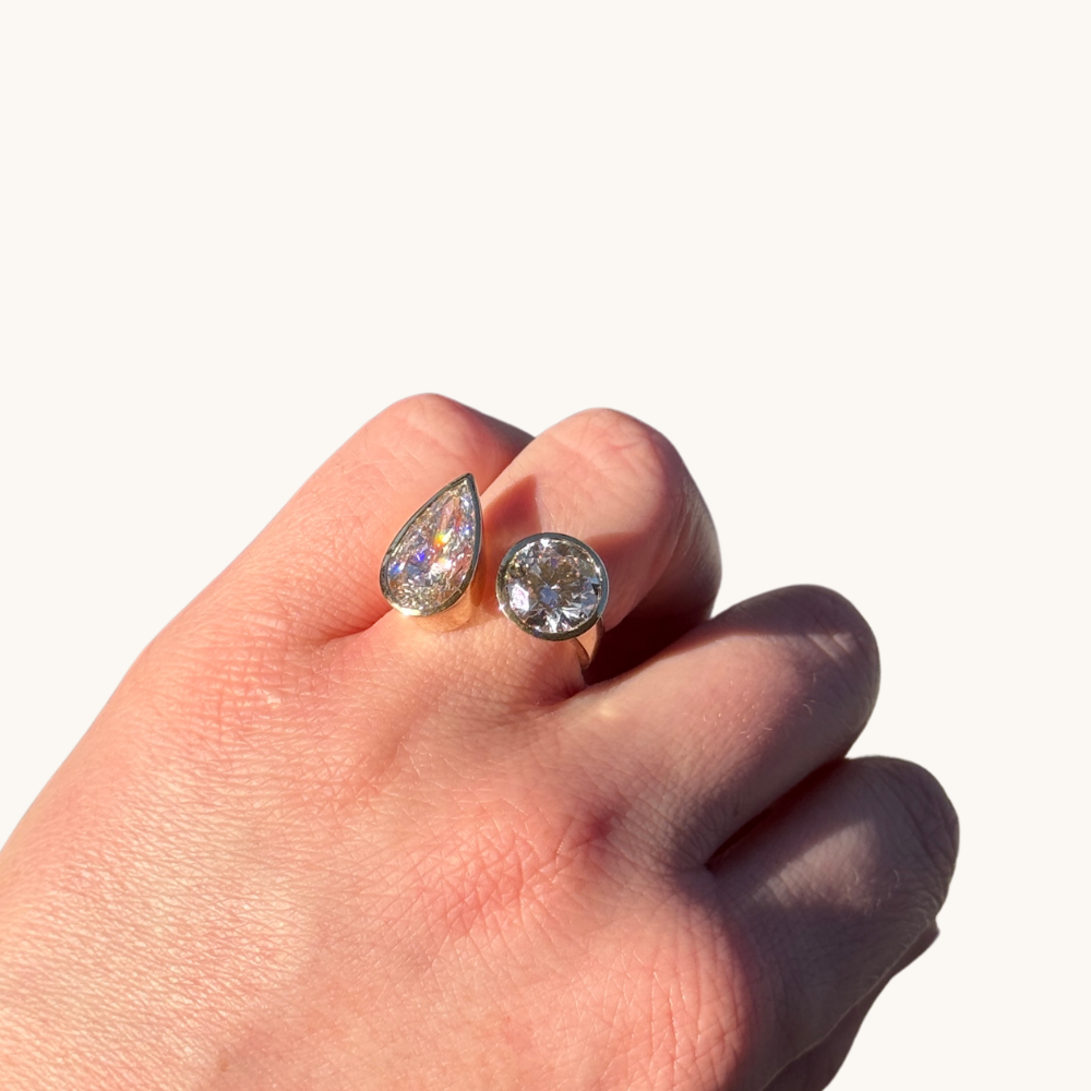 Pear and Round Toi et Moi Lab Diamond Engagement Ring - Happy Jewelers Fine Jewelry Lifetime Warranty