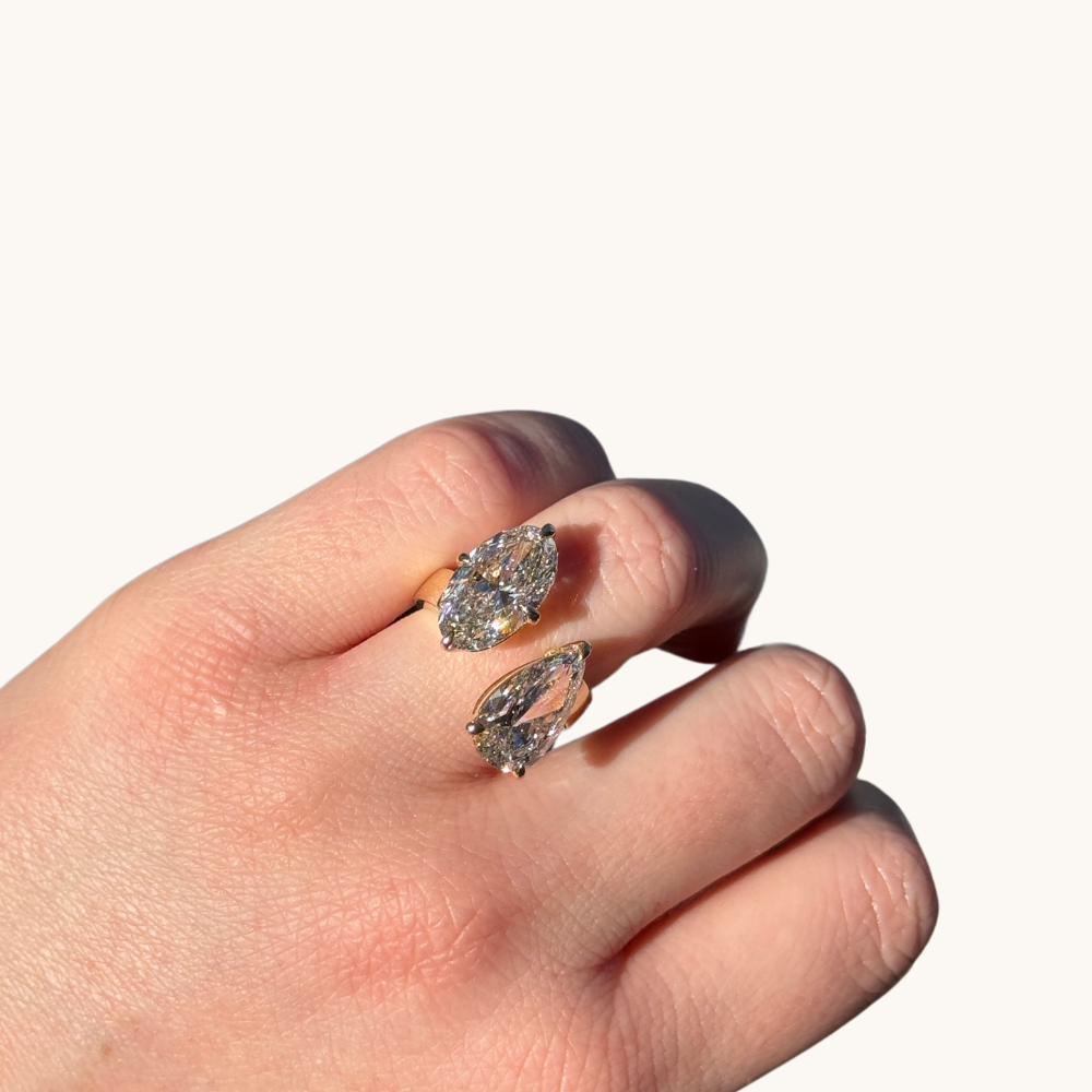 Oval and Pear Toi et Moi Lab Diamond Engagement Ring - Happy Jewelers Fine Jewelry Lifetime Warranty