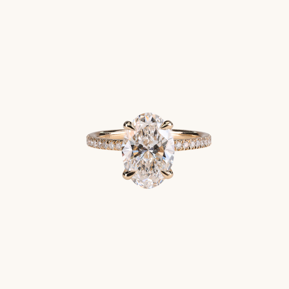 2.56 Oval Lab Diamond Engagement Ring with Hidden Halo - Happy Jewelers Fine Jewelry Lifetime Warranty